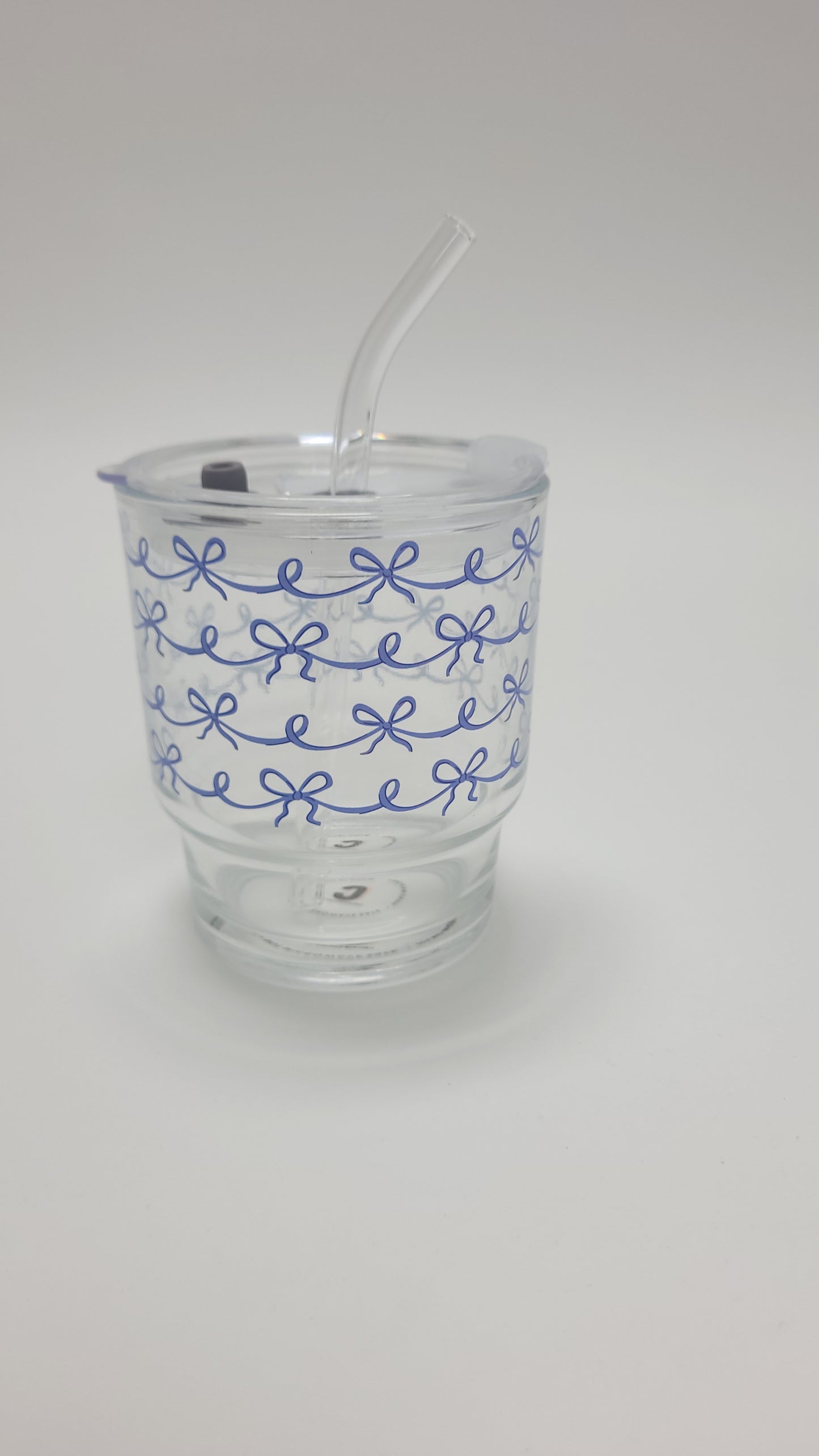 Glass Cup 11 Oz | Blue Bowknot