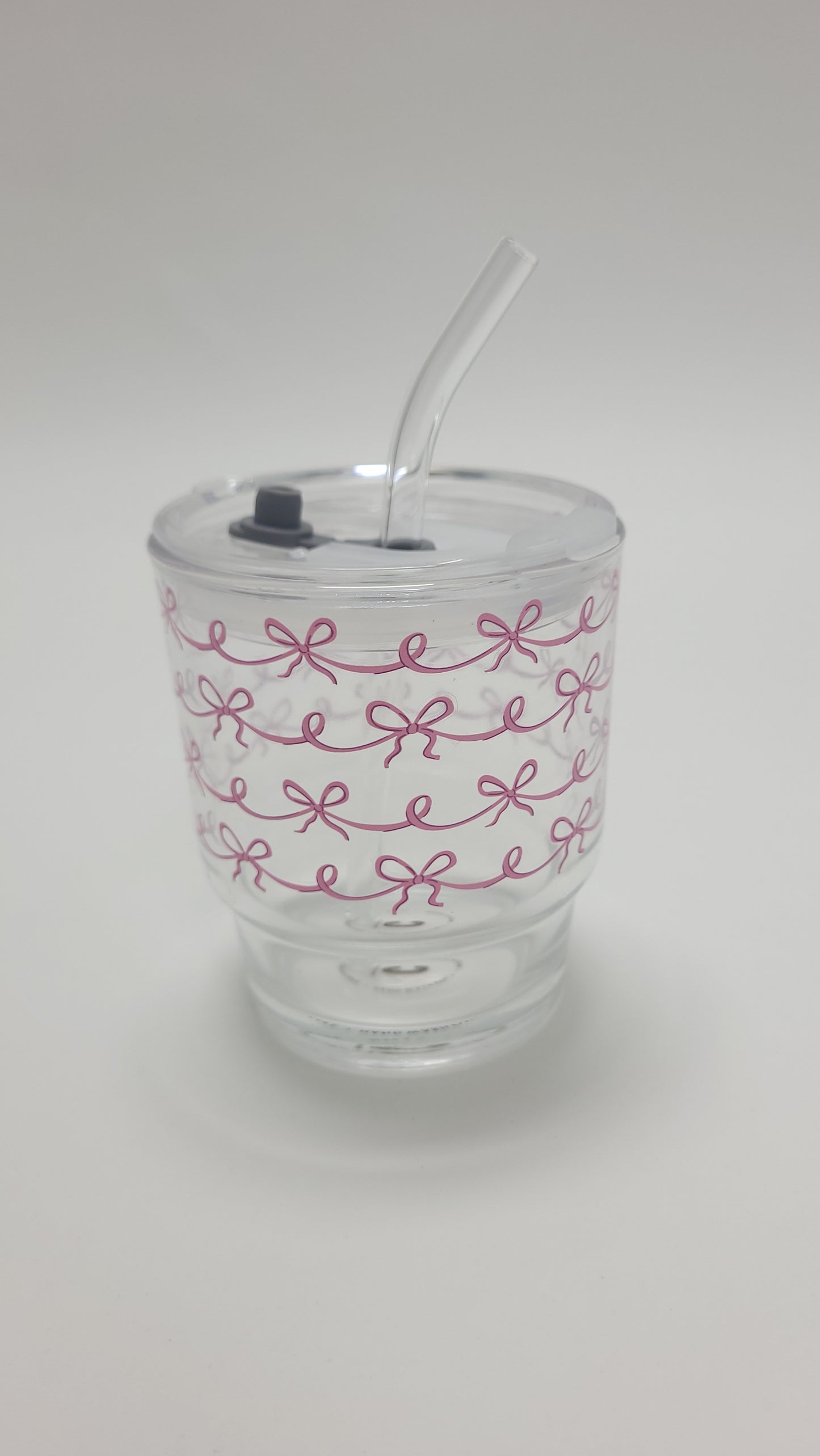 Glass Cup 11 Oz | Pink Bowknot