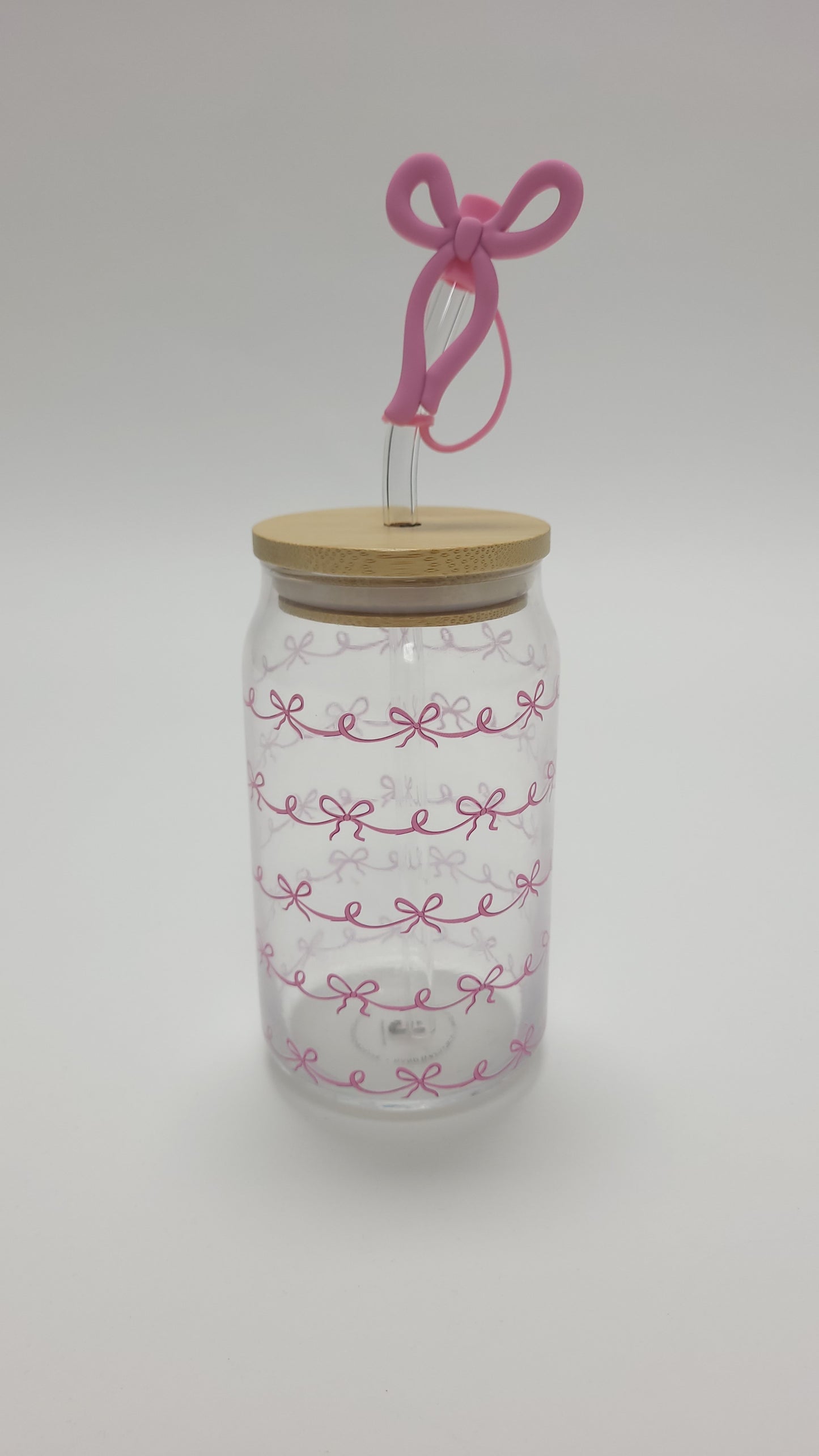 Glass Cup 15 Oz | Pink Bowknot