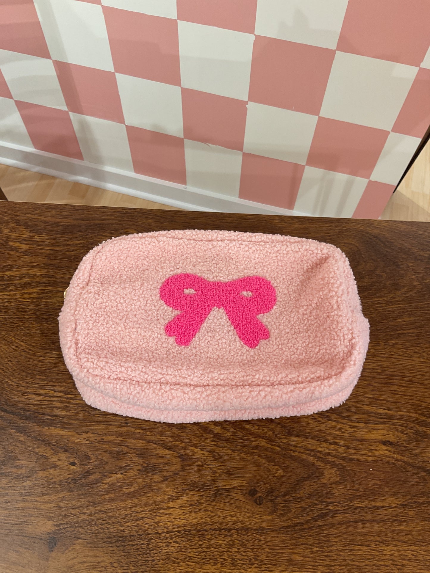 POUCH PINK W/ PINK BOWKNOT 9"