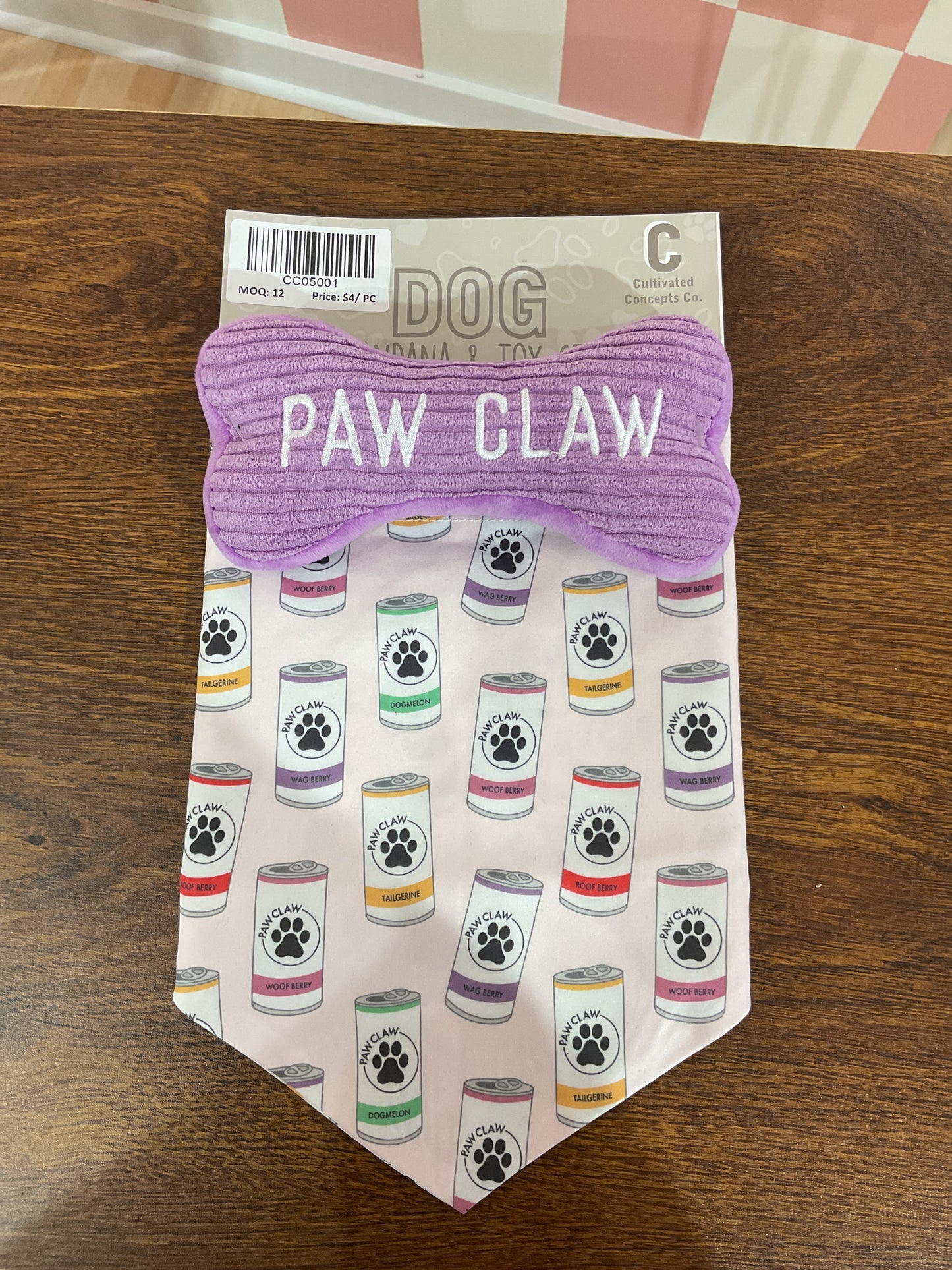 DOG BANDANA + TOY SET/PAW CLAW /30"