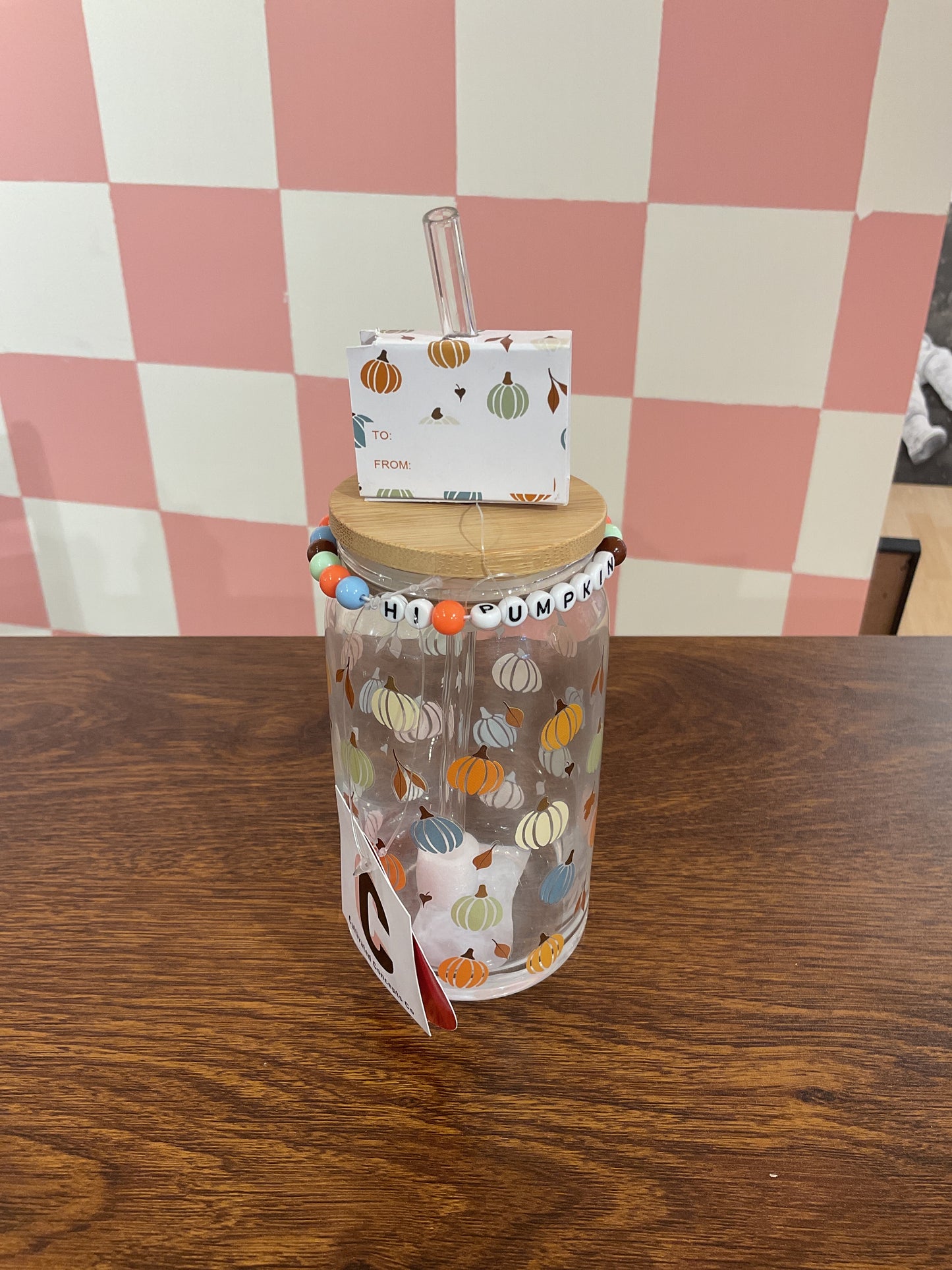 PUMPKIN GLASS CUPS 16OZ