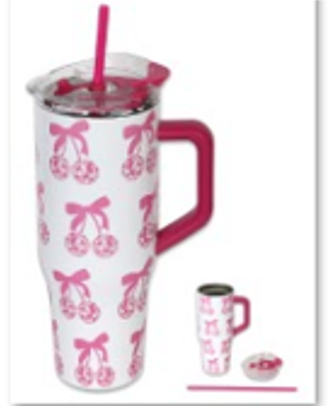 TUMBLER 40OZ / Pink Bow with Disco Balls