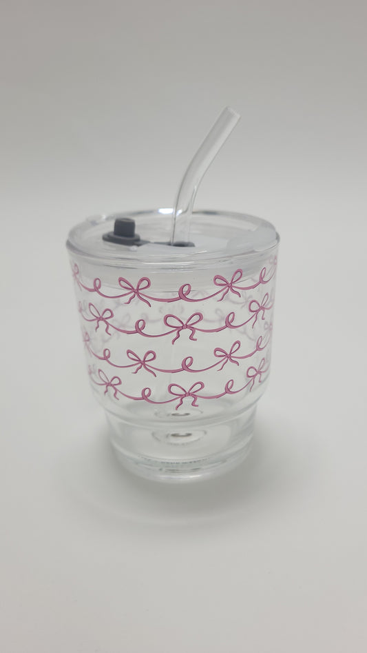 Glass Cup 11 Oz | Pink Bowknot