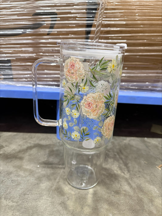 40 Oz Glass Hydration | Floral